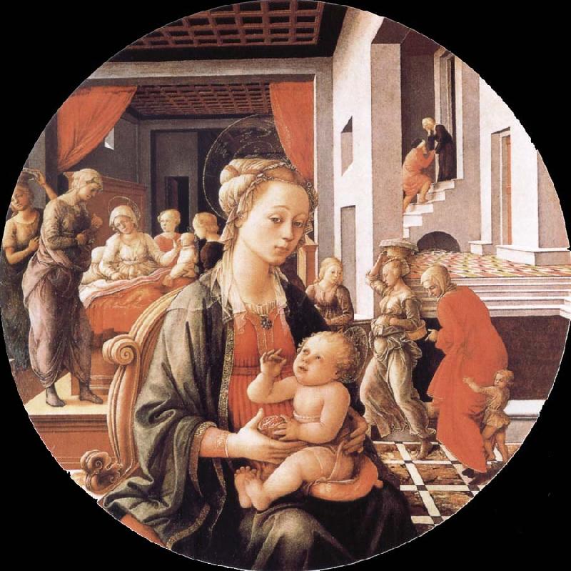 Fra Filippo Lippi Madonna and Son with histories of the life of Holy Ana Germany oil painting art